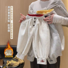 2025冬款儿童加绒加厚卫裤男女童休闲裤童裤宝宝韩版洋气运动裤