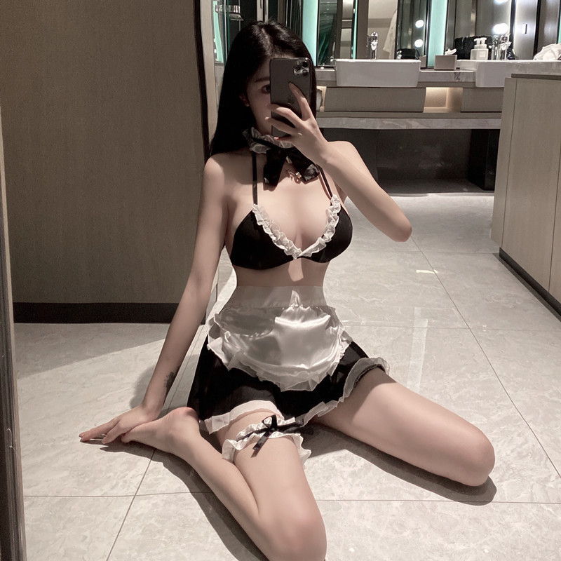 Plus-Size Sexy Lingerie, Cute Maid Outfit for Women, Small Bust See-Through Hot Flirting Uniform, Alluring Pure Maid Uniform