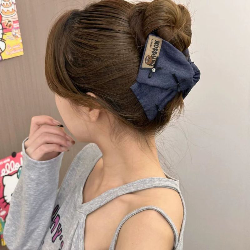 新款头饰复古蓝色花朵大号马尾发圈丸子头扎发头绳大肠发圈发饰品|undefined