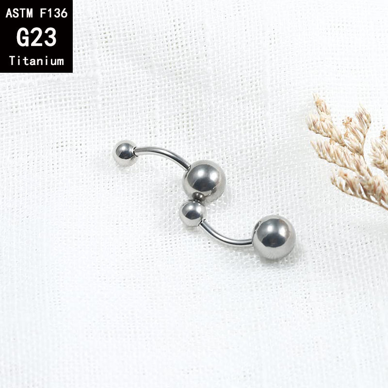 G23 Titanium Internal Thread Curved Navel Ring 14G F136 Alloy Fine Polished Ball Belly Button Piercing Jewelry detail image 7