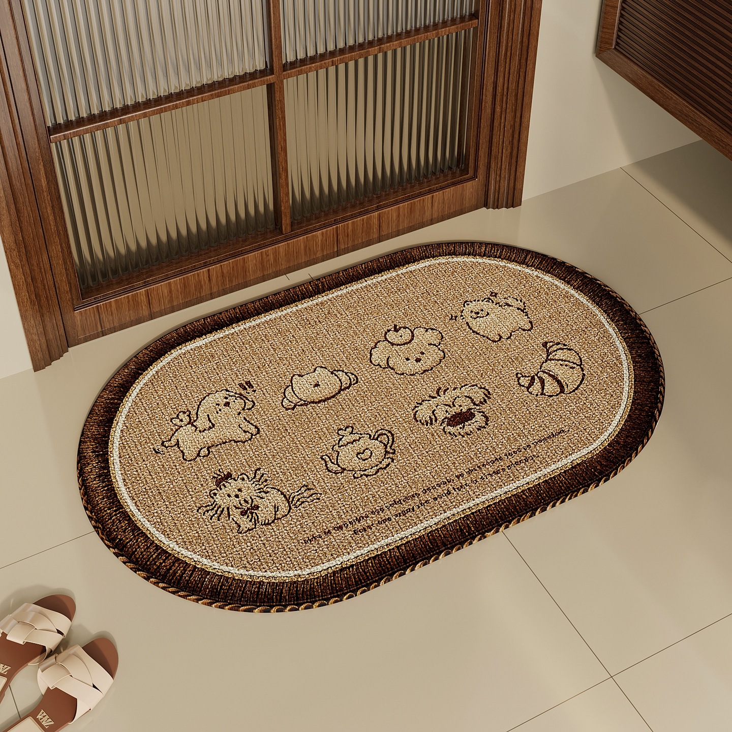 Pastoral alfombra de baño inodoro absorción de agua alfombra de pies inodoro doméstico puerta de baño alfombra antideslizante alfombra de baño image 6