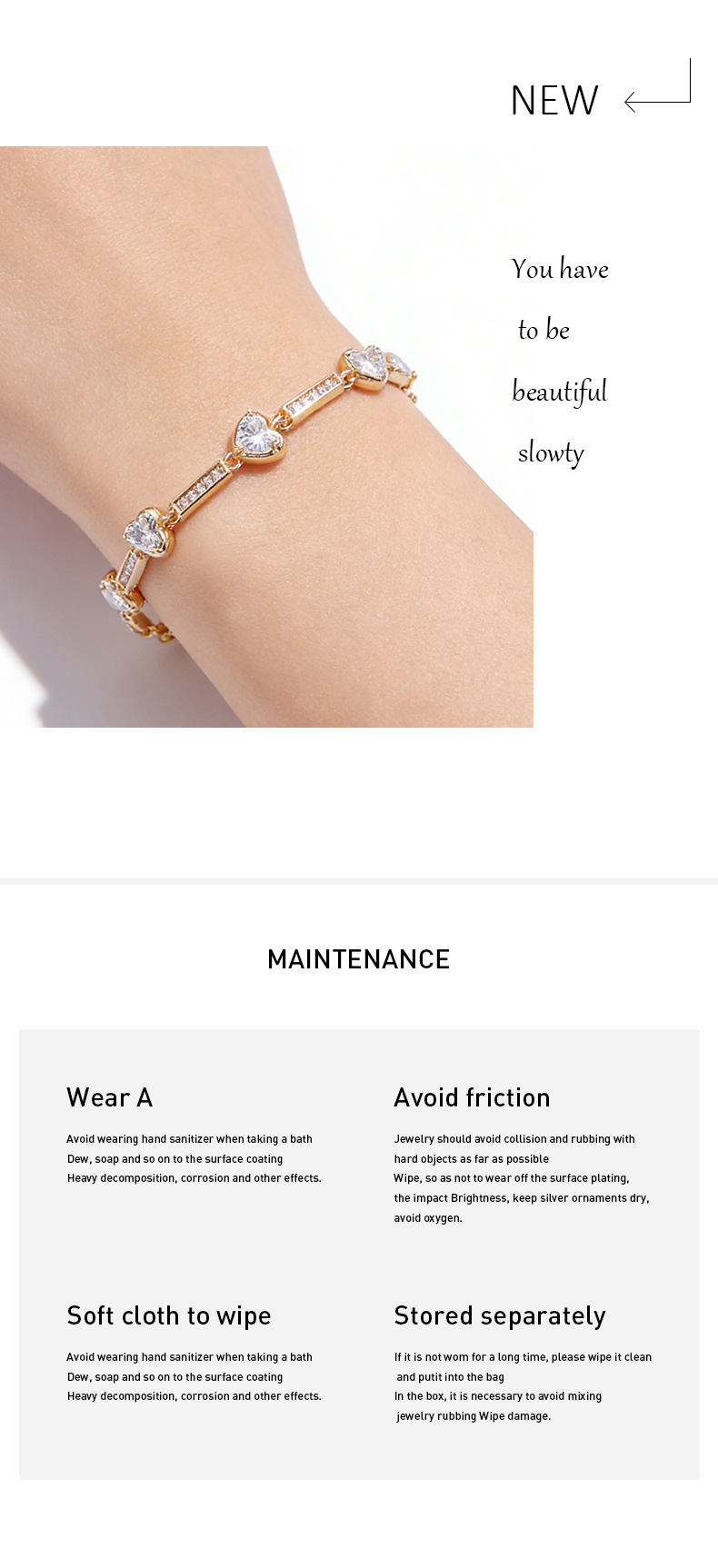 Pulsera de mujer en cobre con corazón de circón elegante_voghion.com