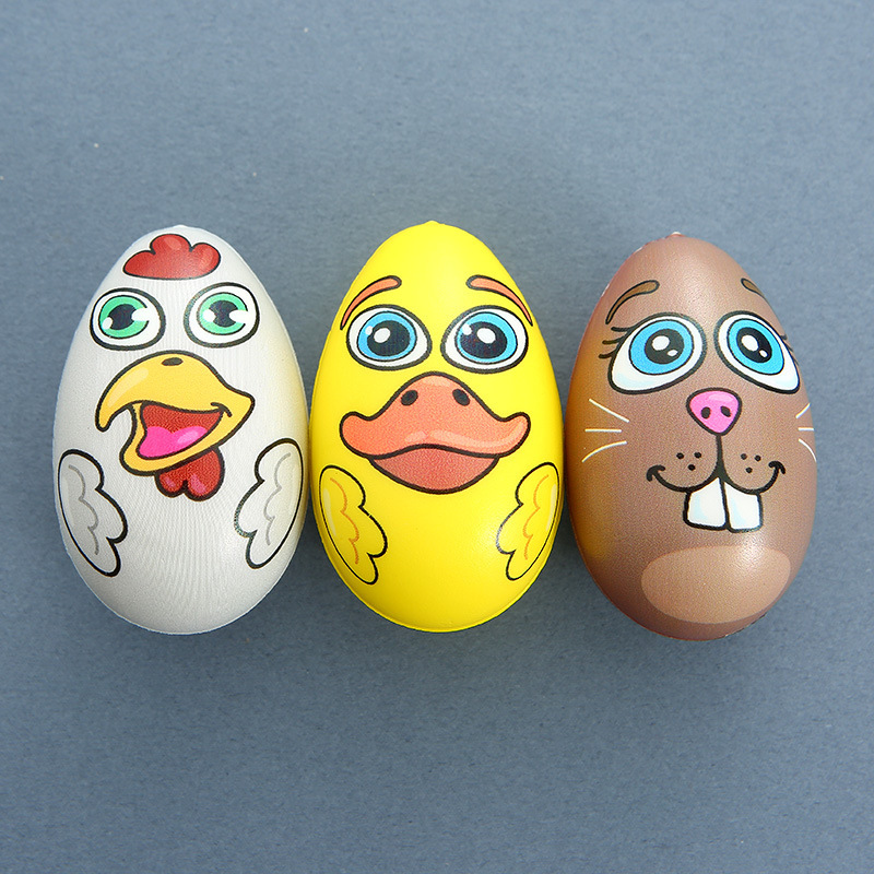 跨境新款复活节彩蛋 pu慢回弹鸡蛋减压发泄玩具搞怪表情工厂直销