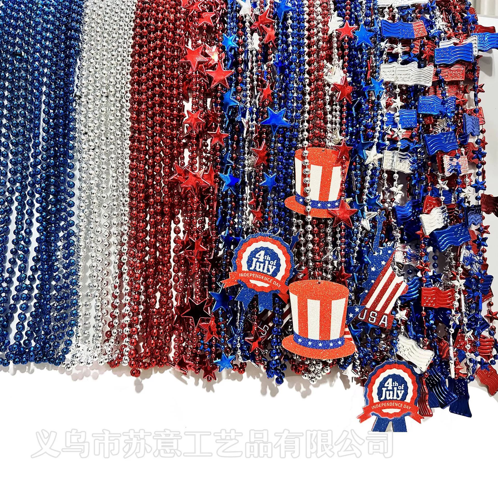 Национальный день США День Независимости Ожерелье День Независимости Кулон Декор Жемчужной цепи Праздничная вечеринка Пластиковое ожерелье через границу