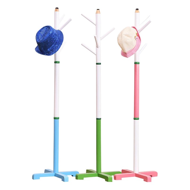 Children's coat rack floor solid wood wall-mounted clothes rack hallway creative coat rack pencil children's coat rack