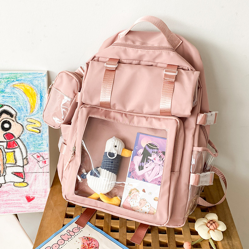 Japón fresco y dulce mochila de niña nueva gran capacidad mochila de estudiantes de secundaria secundaria simple mochila de color sólido mujer