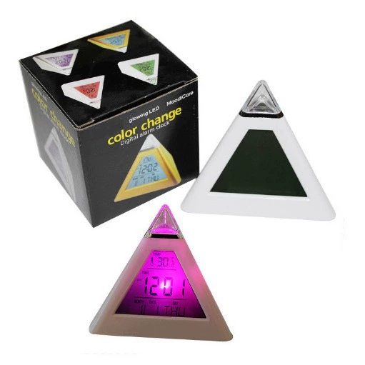 Будильник с изменением цвета, треугольные часы, светодиодный Будильник, красочные часы, электронные часы, красочный календарь