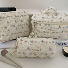 卡通小象化妆包女2024新款泡泡纹理大容量学生化妆品收纳包手提包