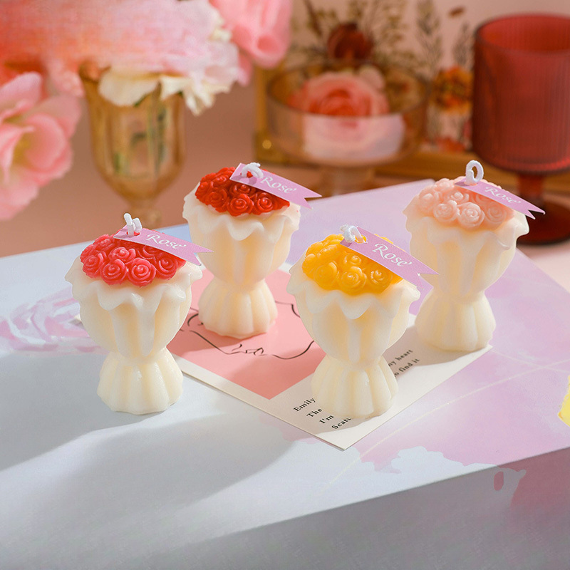 中国のバレンタインデーのギフト、結婚式の記念品、手作りのクリエイティブな手持ちの花の形の装飾品、親友へのアロマセラピーキャンドル|undefined