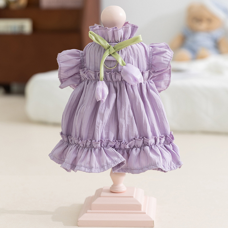 Gato primavera y verano gato pequeño gato sin pelo primavera tulipan vestido de princesa doblado vestido de perro vestido de mascota