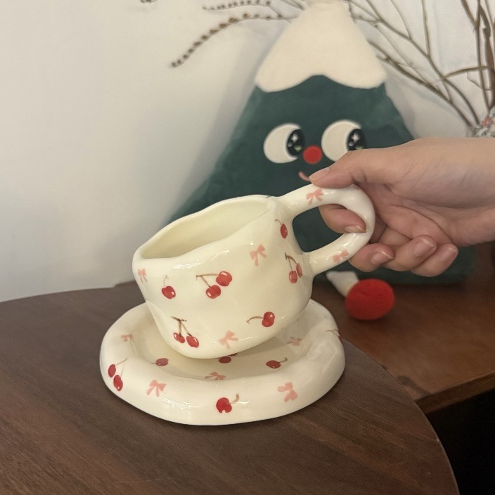 Ins estilo coreano mano irregular cerámica tazas de café y platos pintados a mano tazas y platos grasos comercio electrónico transfronterizo un cabello