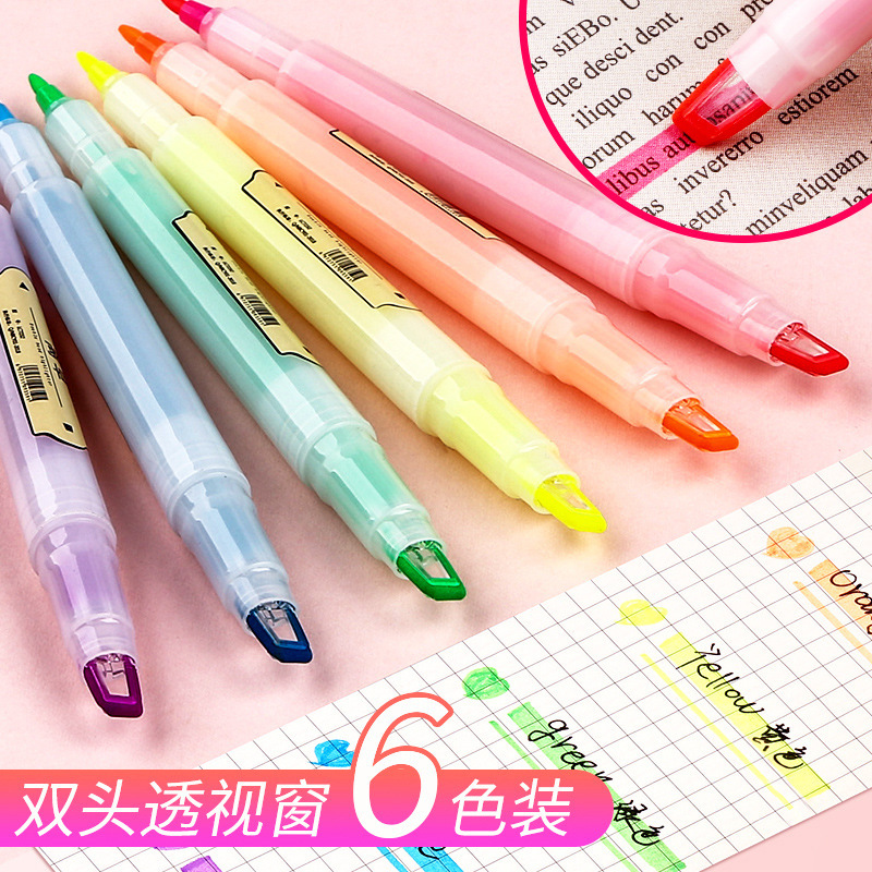 The double-head highlighter can be used for taking notes. The special color bright fluorescent light can be used for students to mark the color pen with a key mark.