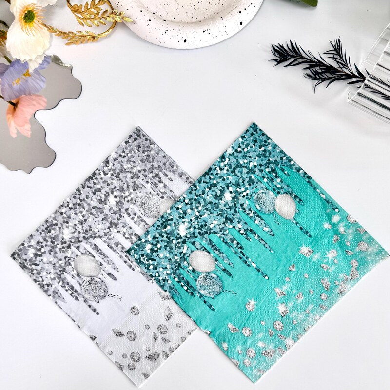 20 Amazon Green Gray Diamond Colorful Printed Napkins Birthday Wedding Party Restaurant Napkins 33cm