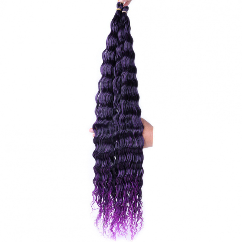 fibra de seda de alta temperatura pelucina de cabello de ganchillo cabello rizado onda profunda cabello Twist fibra de cabello trenzado