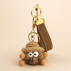 ミンクの毛の小さい石炭のボールのカバンはぬいぐるみのカバンを掛けてかばんを掛けて車のキーホルダーの女性を掛けます。