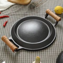 K9HX批發鑄鐵攤黃兒鍋老式鏊子餅折鍋耨耨烙糕烙餅鍋無塗層加厚木