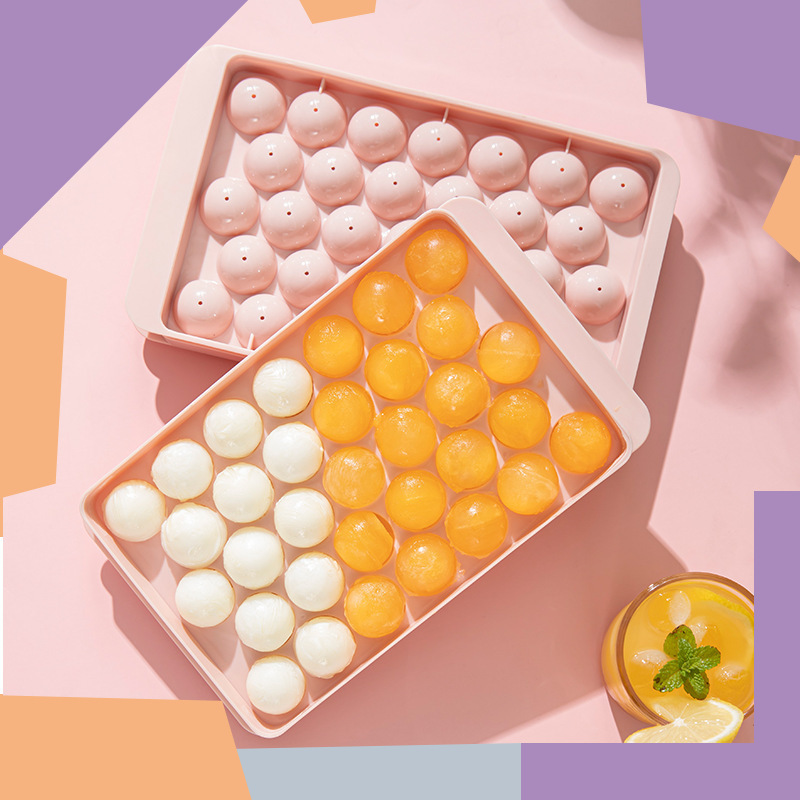 製氷皿卸売ラウンドアイスボール型食品グレード家庭用冷凍氷アイスクリームアイスキャンデー製造用蓋付きアイスボックス|undefined