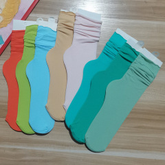 Pile socks women's spring and summer thin ice socks solid color curled ins style velvet socks soundtrack blessing shoes small leather shoes