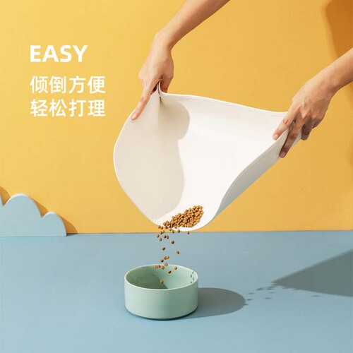 Felt Pet Cat Bowl Mat Semi-enclosed Thick Eating Mat Waterproof Oilproof Cat Dog Bowl Easy to Clean Non-slip Mat Universal