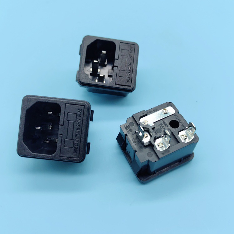 DB-14-F2 二合一AC插座C14品字尾带保险丝卡式固定电源插座