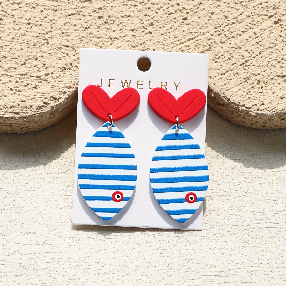 marine blue acrylic cartoon design earrings stainless steel