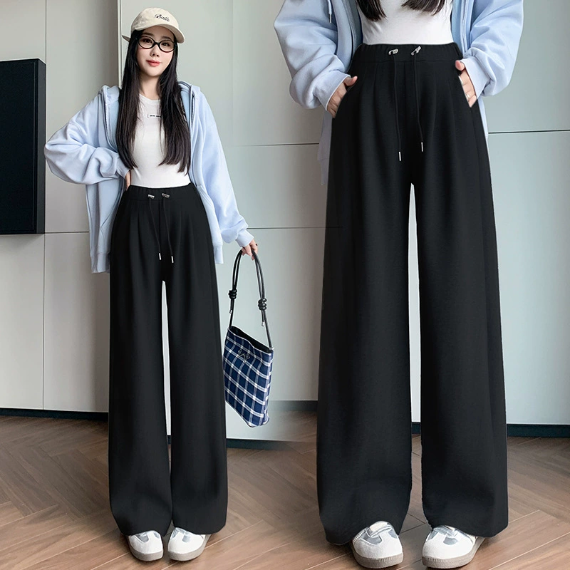 Sports overall for pregnant, autumn demi-season warm trousers for leisure, loose straight fit, oversize