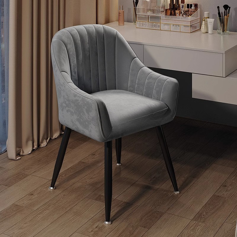 Simple Chair for Home Use, Dressing Table Makeup Chair, Light Luxury Dining Chair with Backrest, Bedroom Girl's Internet Celebrity Manicure Stool