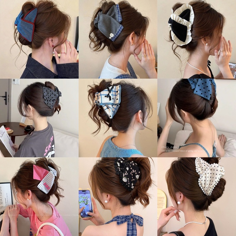 韓国水玉パール三角グリッパー女性の新しいハイエンドヘアピン後頭部シャーククリップヘアアクセサリー|undefined