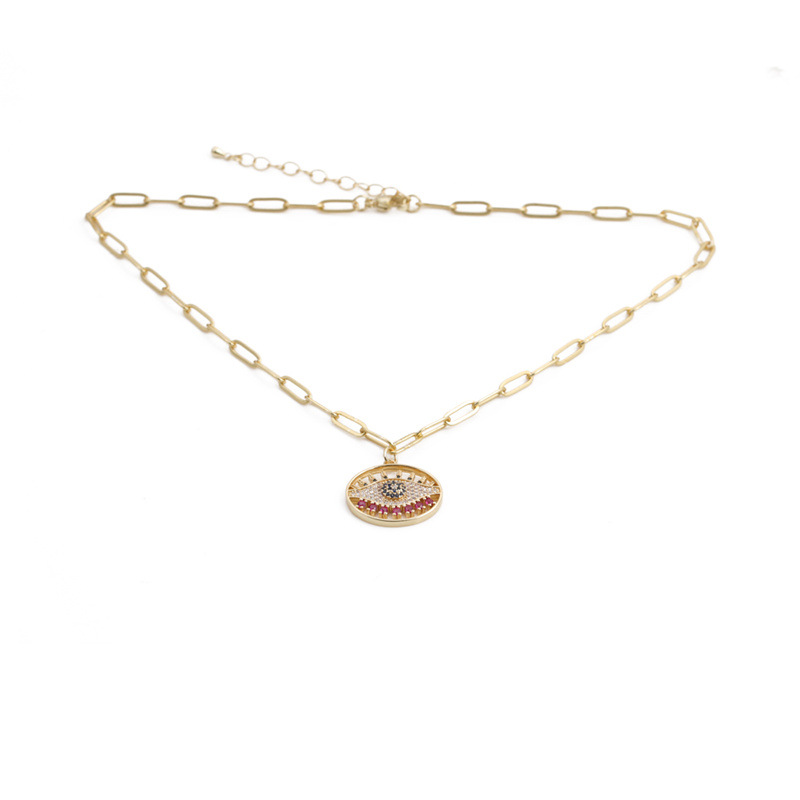 Fashion Eye Copper Inlaid Zircon Necklace Wholesale display picture 6