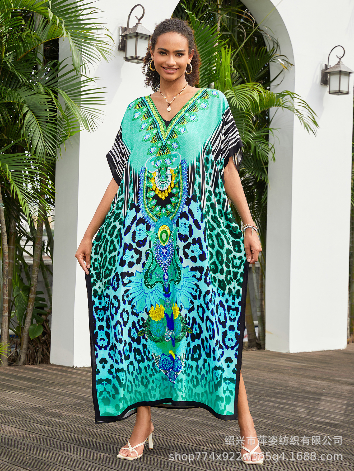 Camisas de playa de algodón impresas bikini camiseta de baño camiseta de vacaciones suelta ropa transfronteriza amazona