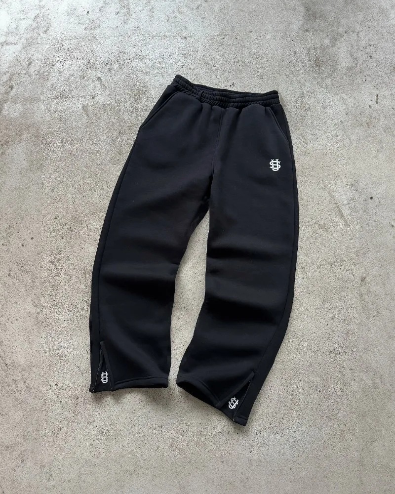 Calças retas soltas retrô milenar, calças esportivas masculinas, pernas personalizadas, zíper, design bordado, hip-hop, harajuku.
