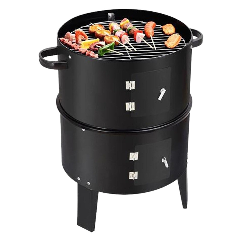 Horno de humo multifunción Parrilla de barbacoa de tres capas Fumar BARBACOA Parrilla de barbacoa al aire libre PARRILLA de barbacoa de carbón