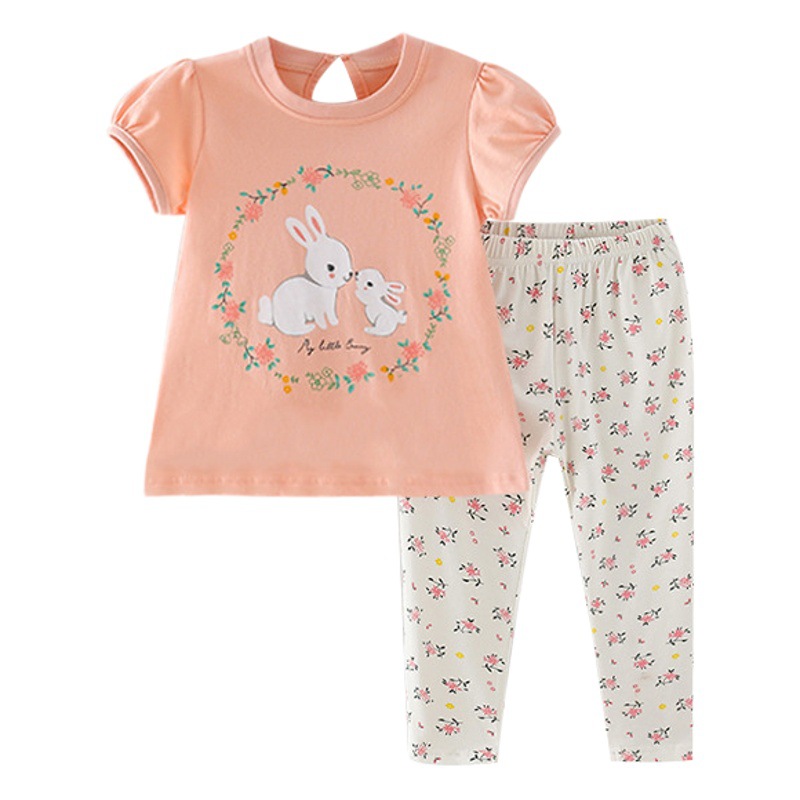 Malwee para niños de manga corta Camiseta traje europeo y americano de las niñas pantalones de media manga corta conjunto de dos piezas de estilo occidental conjunto al por mayor