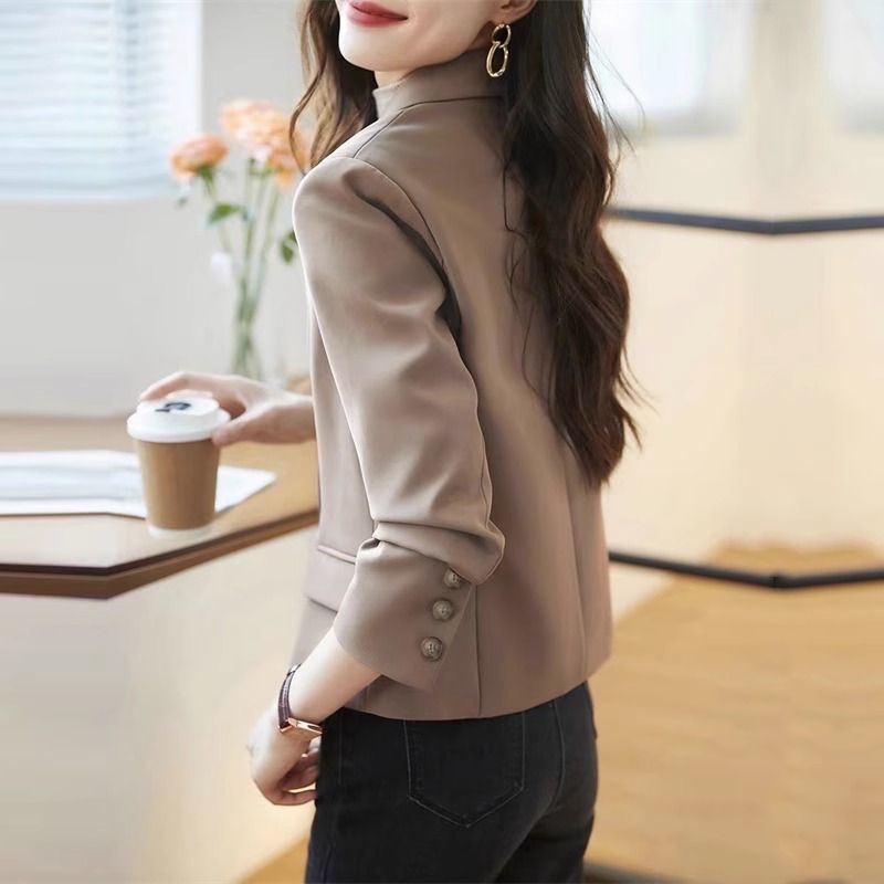 黑色短款西装外套女小个子2025春秋新款女上衣质感正装小西服|undefined