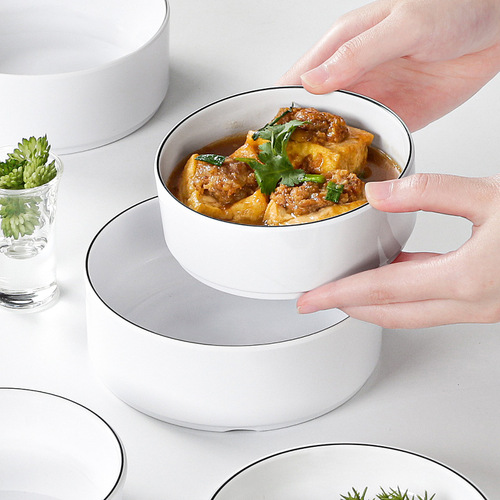 White melamine small bowl, imitation porcelain restaurant/hotel rice and vegetable steaming bowl, commercial fast-food small bowl, dedicated for steamed eggs and dishes