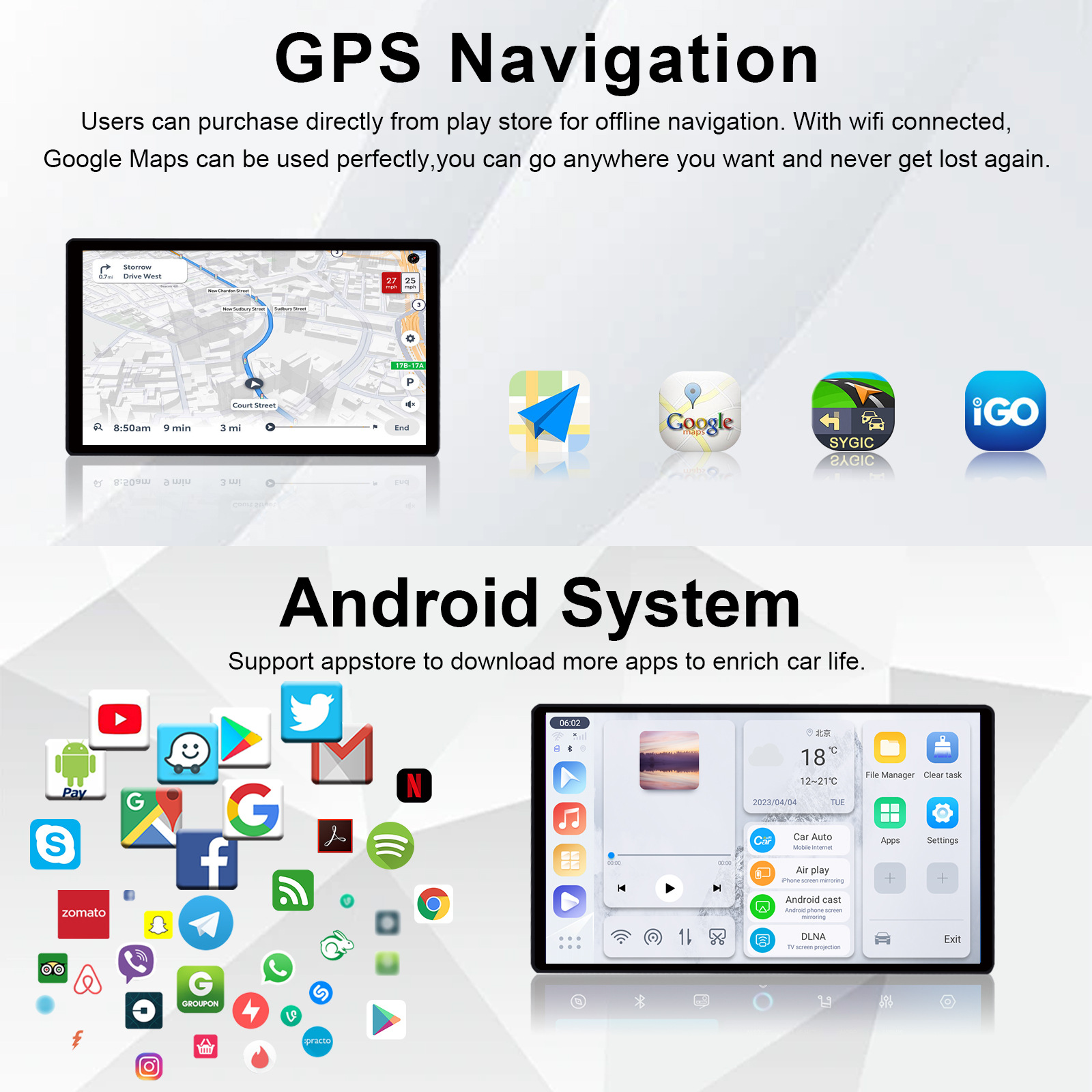 Wireless Carplay Apple Connectivity 8-Core Wifi Bluetooth Reverse Camera Tacoma/Seamaster Car Navigation System
