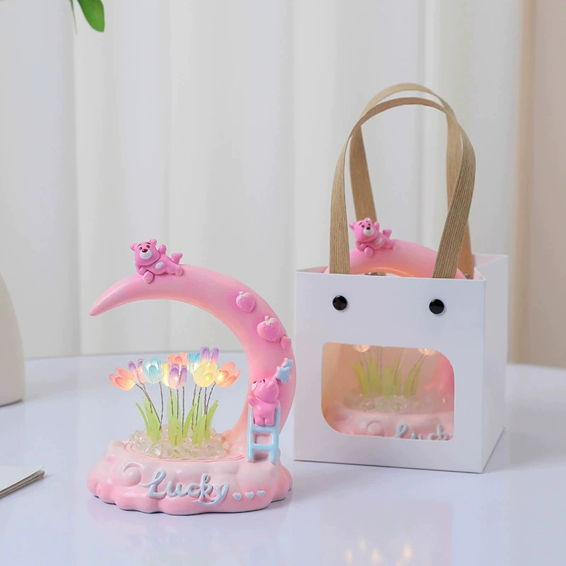 Набор для творчества «Тюльпан»: милый лунный медведь, украшение для рабочего стола, креативный подарок на день рождения, подарок для студента