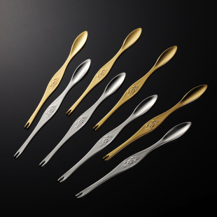 En 304 Stainless Steel Crab Needle Crab Tool Gift Gold Plated Crab Fork Hairy Crab Eight Pieces Matching High-rise