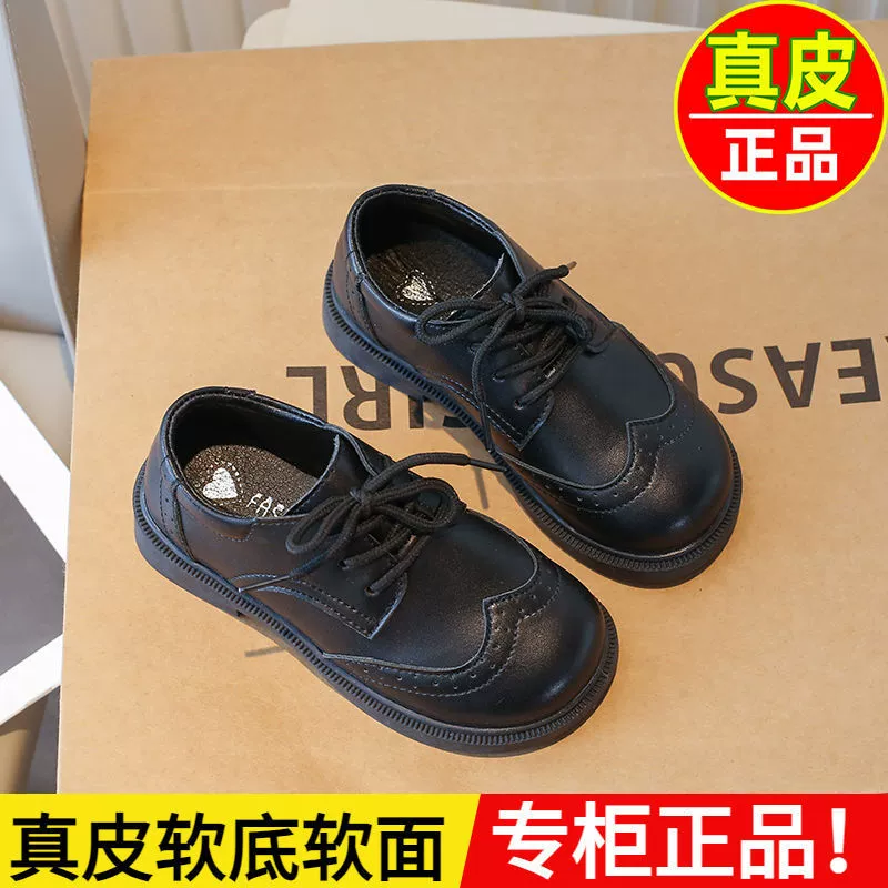 Мальчики Черные кожаные туфли для мальчиков Кампус для мальчиков