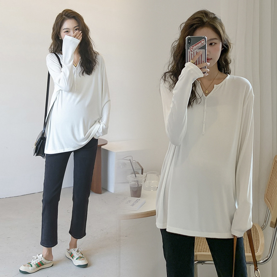 Soft Mask T Maternity T-Shirt Top Spring and Autumn Slimming All-match Elastic Base Shirt