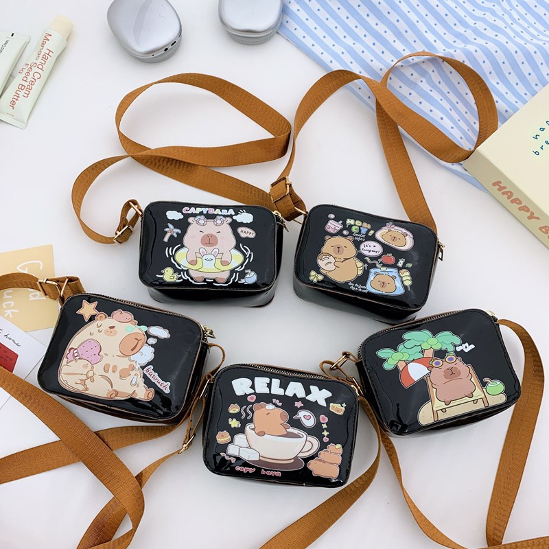 Bolso de hombro para niños transfronterizo Kapibala Bolso de mensajero para niñas Bolso para niños lindo Monedero para niños Bolso cuadrado PU