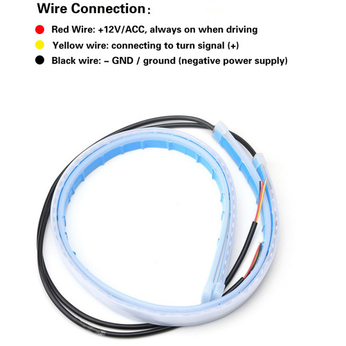 Car LED Daytime Running Light Light Bar 30 45 60cm Scanning Dual Color White Yellow Turn Signal Flow Light Decorative Light