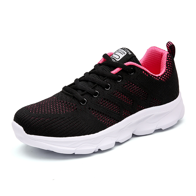Zapatos de madres suaves de calidad zapatos de carreras deportivos casuales de tejido volante estilo coreano ligero y simple estilo de moda juvenil