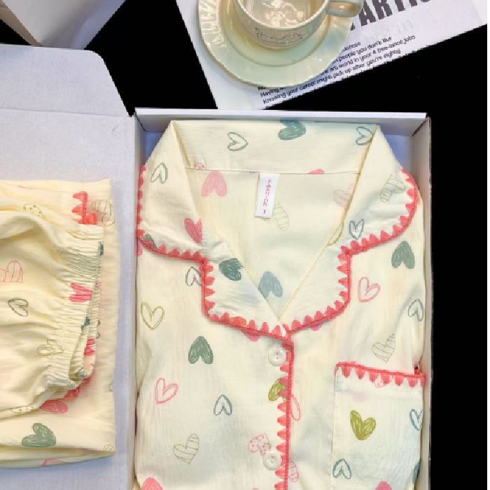 Chatter en vivo explosión con cojín de pecho primavera y otoño dulce nubes algodón de manga larga pijama de niñas estudiantes set de ropa de hogar