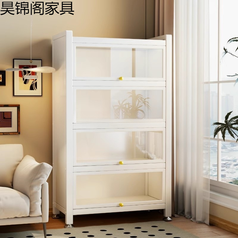 Jiayun Steel Bookshelf Dust-Proof Bookcase Living Room Floor-Standing Multi-Layer Storage Cabinet Iron Hand-Made Display Cabinet