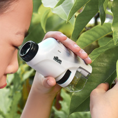 Children holding portable microscopes, optical mini biological science experiments, gifts for primary school students, educational toys