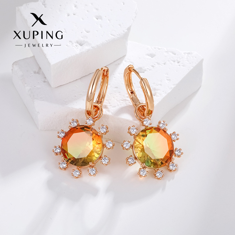 Joyería de Xuling pendientes de girasol de moda europea y americana elegante largo artificial colorido tesoro pendientes en línea celebridad pendientes personalizados para las mujeres