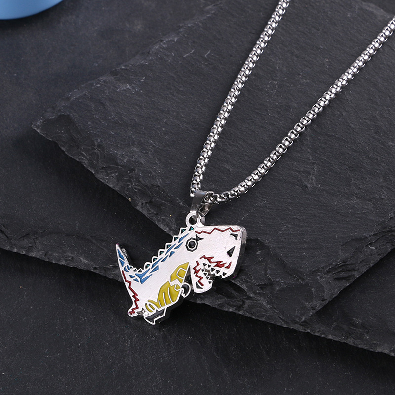 Collier tendance mignon de la série Dinosaur, pendentif simple et personnalisé de dessin animé pour couple, accessoires de mode colorés pour hommes et femmes_voghion.com