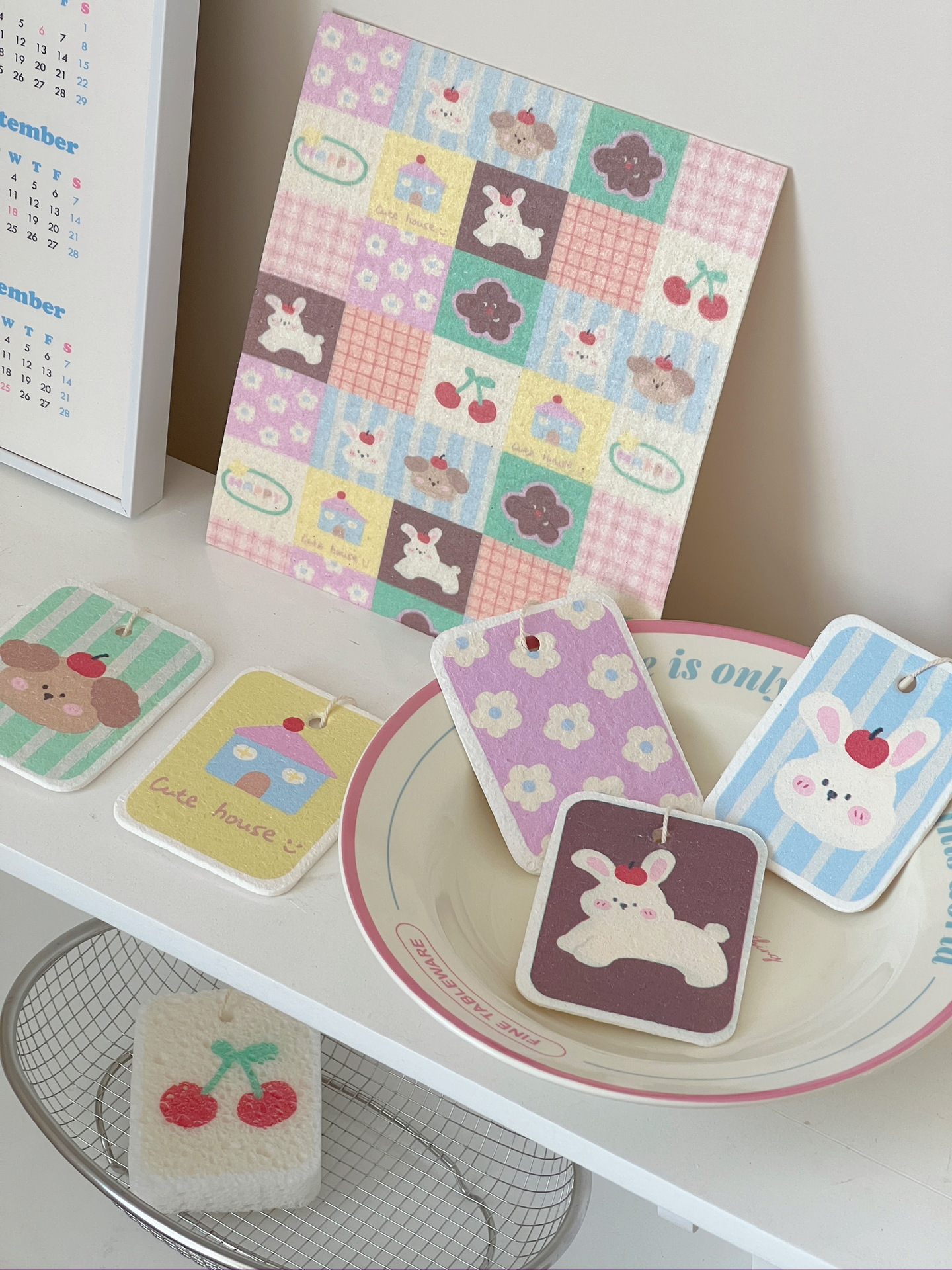 7g Weight Cleaning Cloths Kitchen and drinking utensils 1 Piece Quantity wood fiber Material Animal Pattern Unisex Gender Cute Style Cute Animal Wood Fiber Cleaning Cloths 1 Piece 2