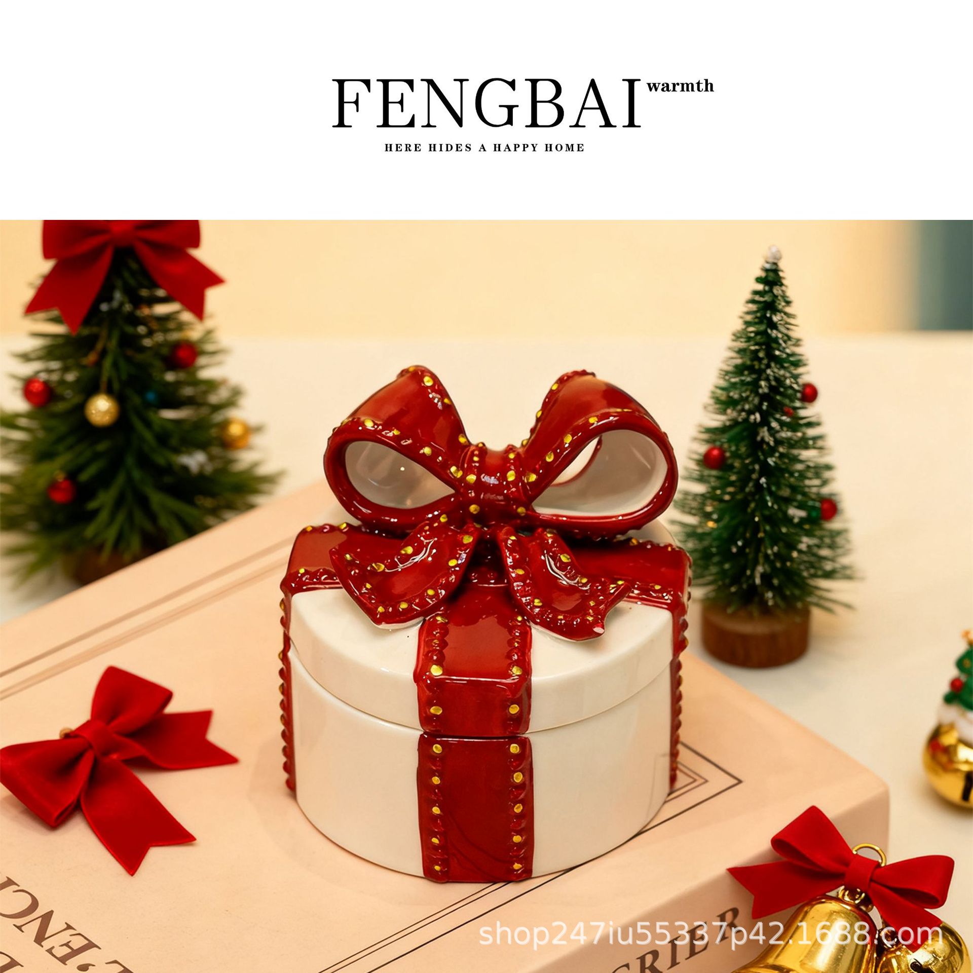 Creative Ceramic Christmas Bow Jewelry Box Storage Box Personalized Home Jewelry Ring Necklace Jewelry Box Gift Giving